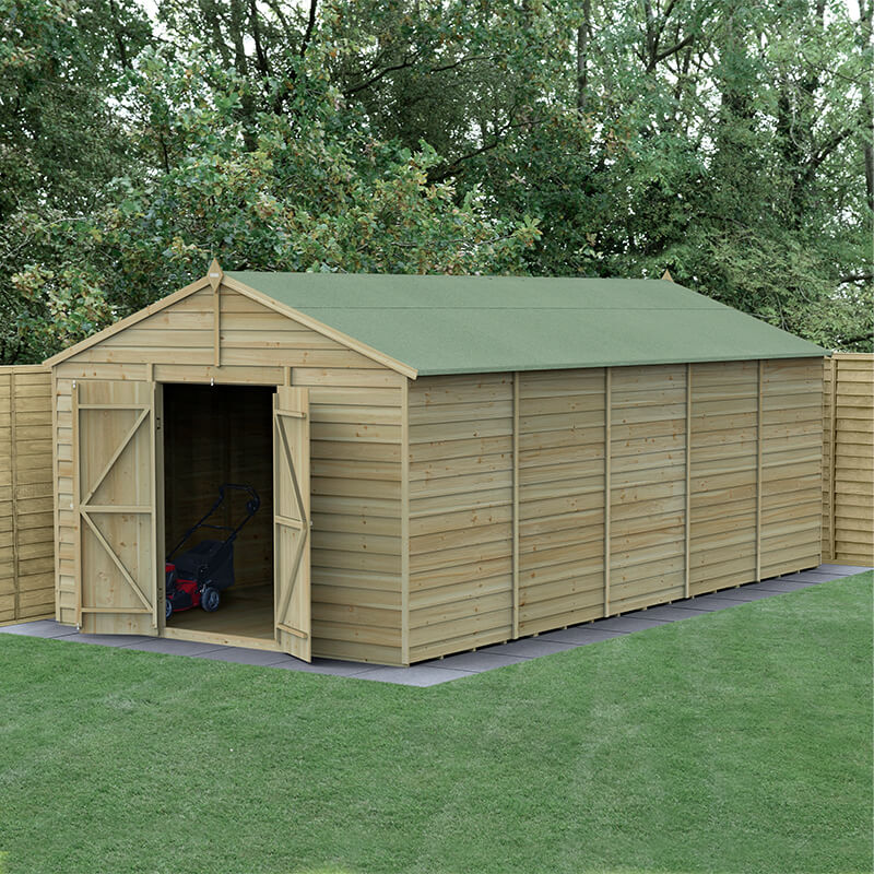 Product photograph of 20 X 10 Forest 4life 25yr Guarantee Overlap Pressure Treated Windowless Double Door Apex Wooden Shed 5 96m X 3 21m from Buy Sheds Direct