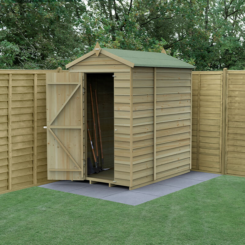 Product photograph of 6 X 4 Forest 4life 25yr Guarantee Overlap Pressure Treated Windowless Apex Wooden Shed 1 88m X 1 34m from Buy Sheds Direct