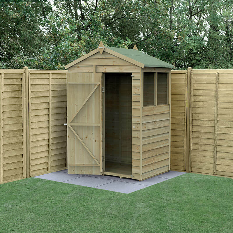 Product photograph of 5 X 3 Forest 4life 25yr Guarantee Overlap Pressure Treated Apex Wooden Shed 1 64m X 1m from Buy Sheds Direct