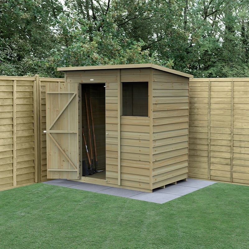 Product photograph of 6 X 4 Forest 4life 25yr Guarantee Overlap Pressure Treated Pent Wooden Shed 1 98m X 1 4m from Buy Sheds Direct