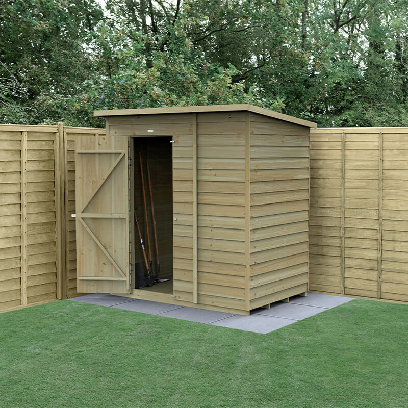 Product photograph of 6 X 4 Forest 4life 25yr Guarantee Overlap Pressure Treated Windowless Pent Wooden Shed 1 98m X 1 4m from Buy Sheds Direct
