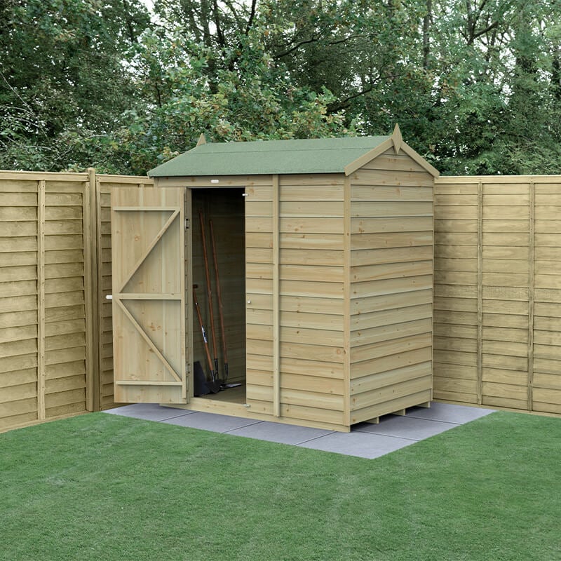 Product photograph of 6 X 4 Forest 4life 25yr Guarantee Overlap Pressure Treated Windowless Reverse Apex Wooden Shed 1 88m X 1 34m from Buy Sheds Direct