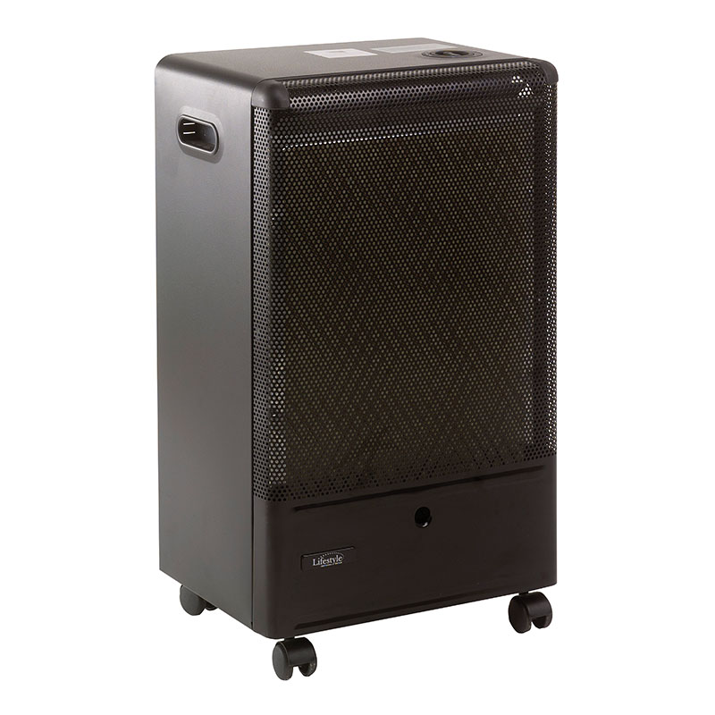Product photograph of Lifestyle Black Cat Catalytic Portable Gas Cabinet Heater from Buy Sheds Direct