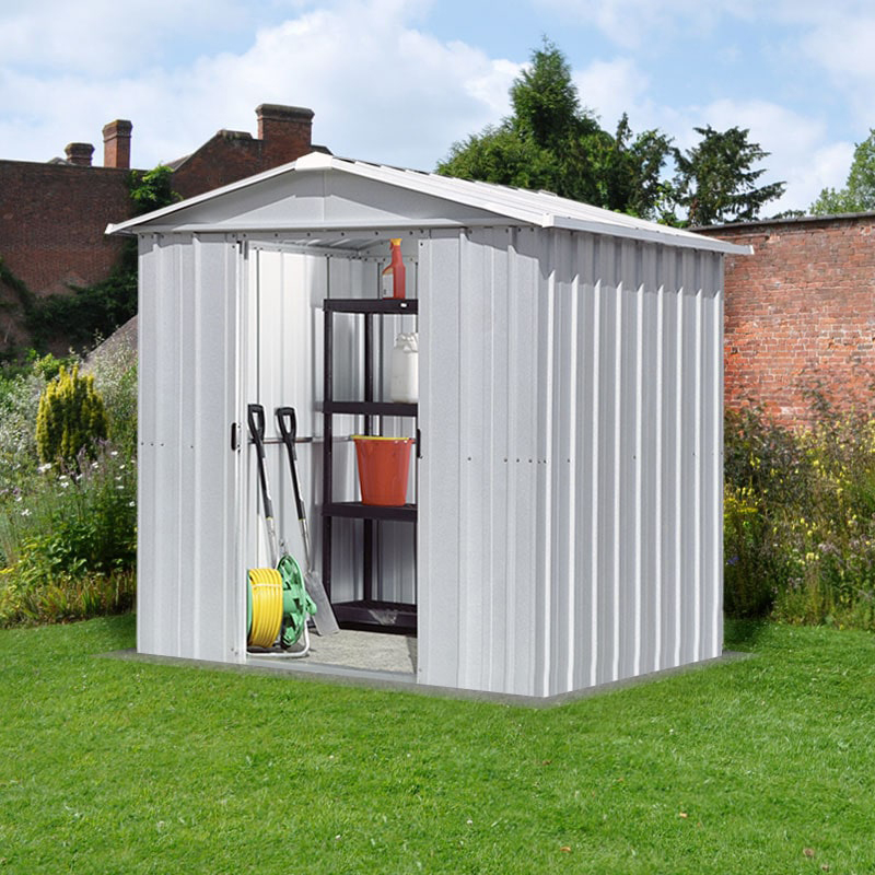 Product photograph of 8 X 6 Yardmaster Silver Metal Shed 2 02m X 2 37m from Buy Sheds Direct