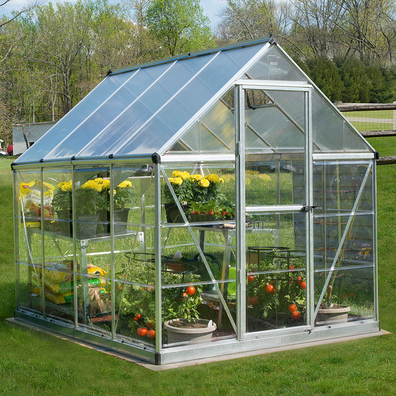 Product photograph of 6 X8 Palram Canopia Hybrid Walk In Silver Polycarbonate Greenhouse 1 8x2 4m from Buy Sheds Direct
