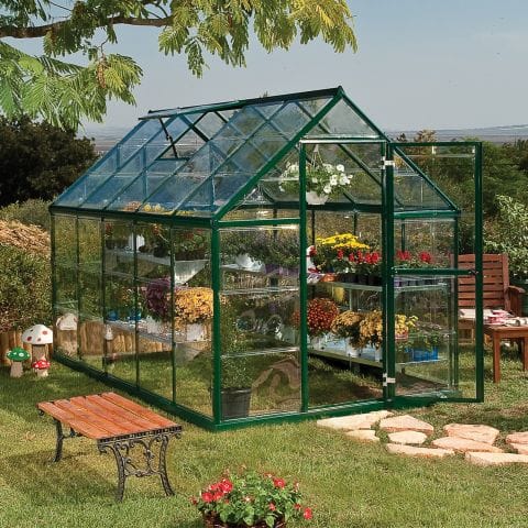 Product photograph of 6x10 Palram Canopia Harmony Polycarbonate Green Greenhouse from Buy Sheds Direct