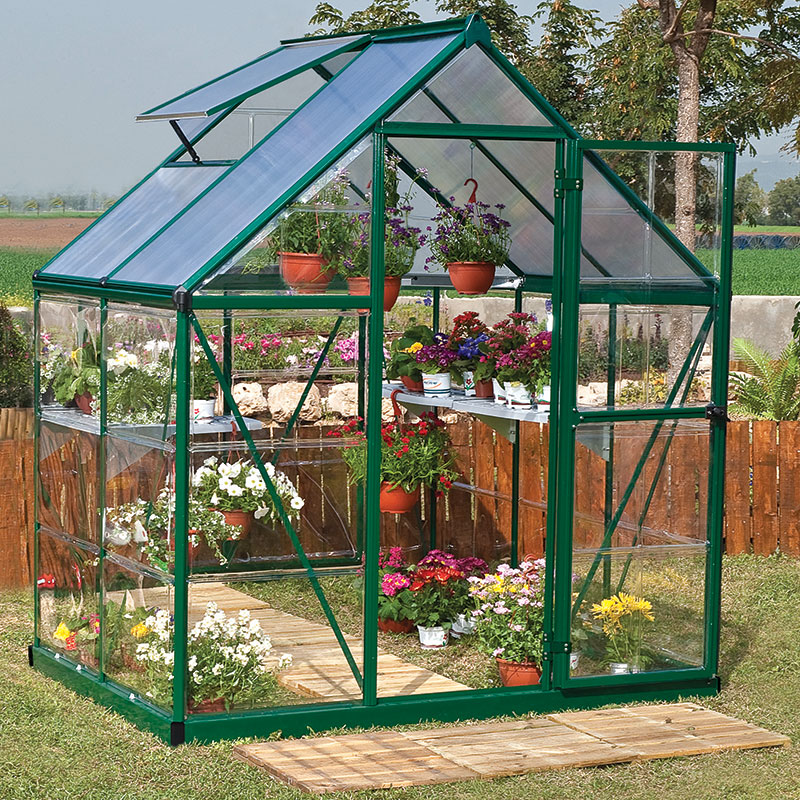 6'x4' Palram Canopia Hybrid Small Green Polycarbonate Greenhouse (1.8x1.2m)