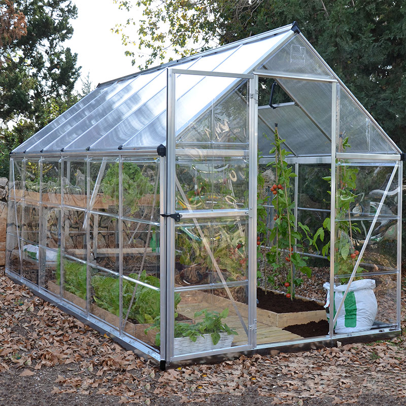 Product photograph of 6 X12 Palram Canopia Hybrid Large Walk In Silver Polycarbonate Greenhouse 1 8x3 6m from Buy Sheds Direct