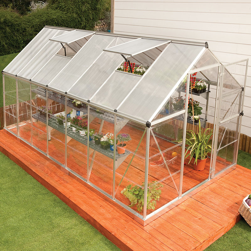 Product photograph of 6 X14 Palram Canopia Hybrid Large Walk In Silver Polycarbonate Greenhouse 1 8x4 2m from Buy Sheds Direct