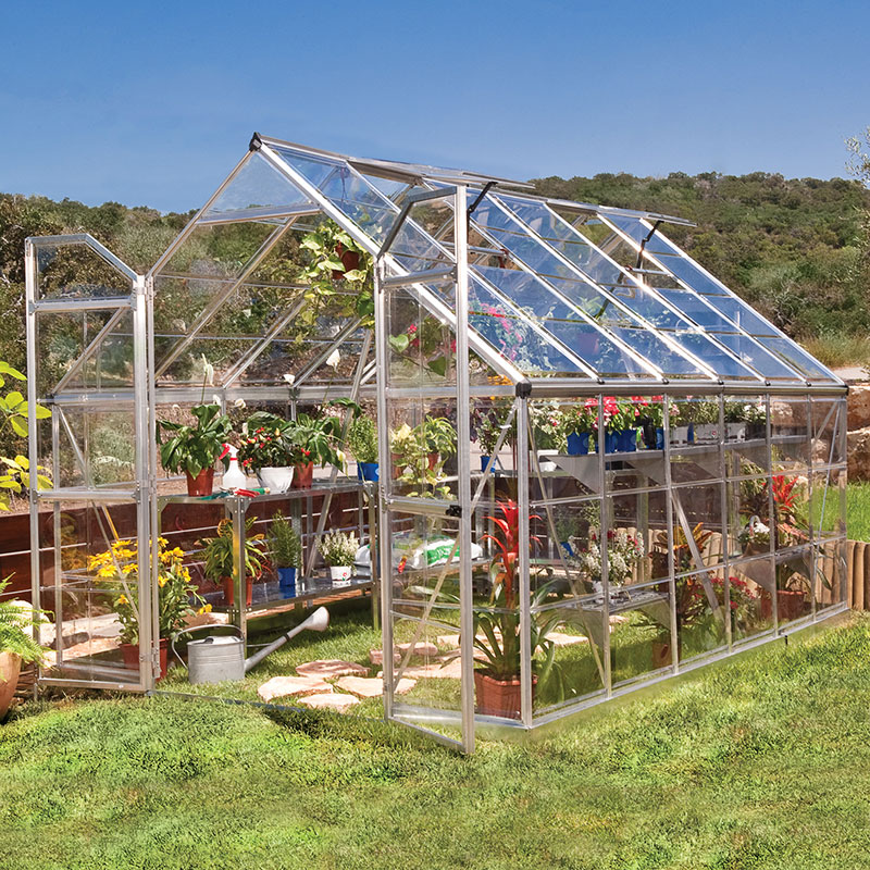 Product photograph of 8 X 12 Palram Canopia Octave Silver Greenhouse 3 67m X 2 44m from Buy Sheds Direct