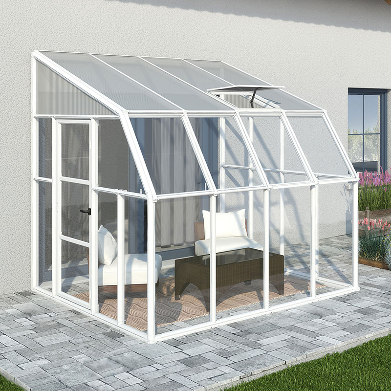 Product photograph of 8 X8 Palram Canopia Rion White Sun Room Walk In Wall Greenhouse 2 4x2 4m from Buy Sheds Direct