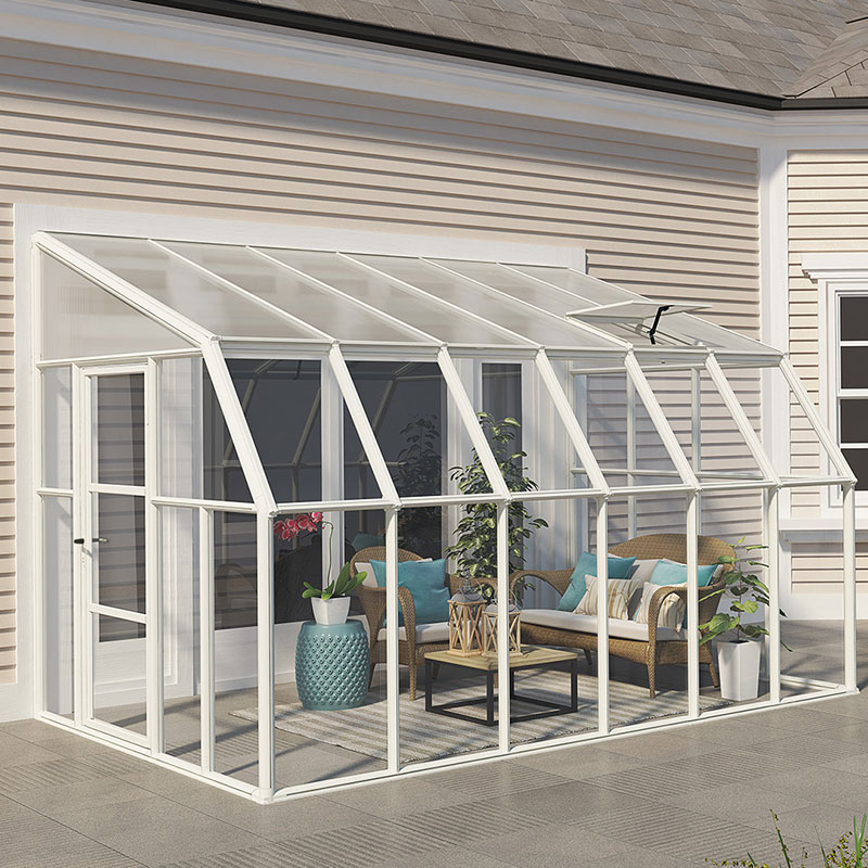 Product photograph of 8 X12 Palram Canopia Rion White Sun Room Walk In Wall Greenhouse 2 4x3 6m from Buy Sheds Direct