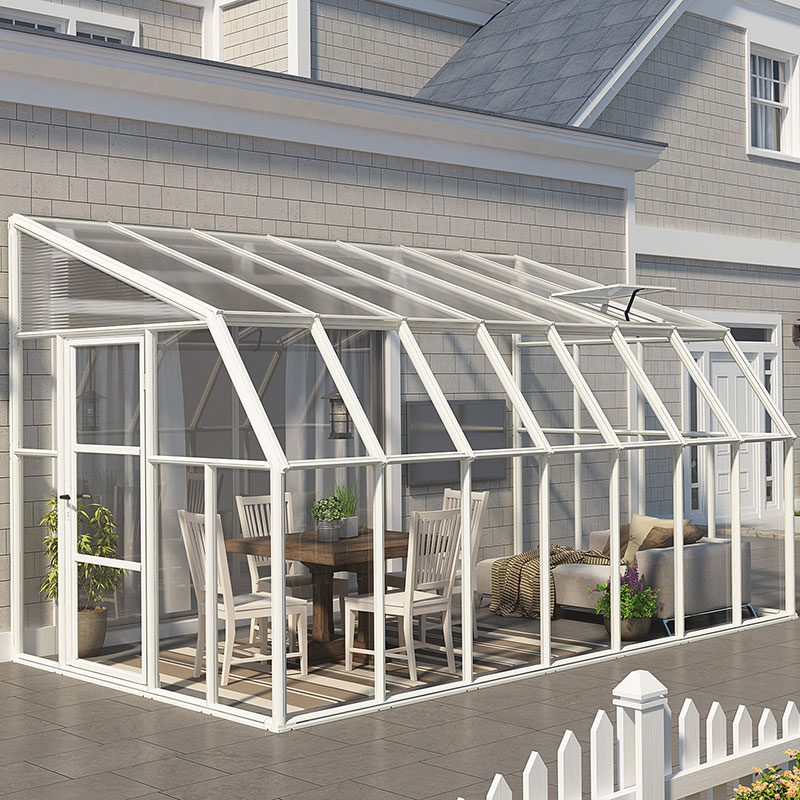Product photograph of 8 X14 Palram Canopia Rion White Sun Room Walk In Wall Greenhouse 2 4x4 2m from Buy Sheds Direct