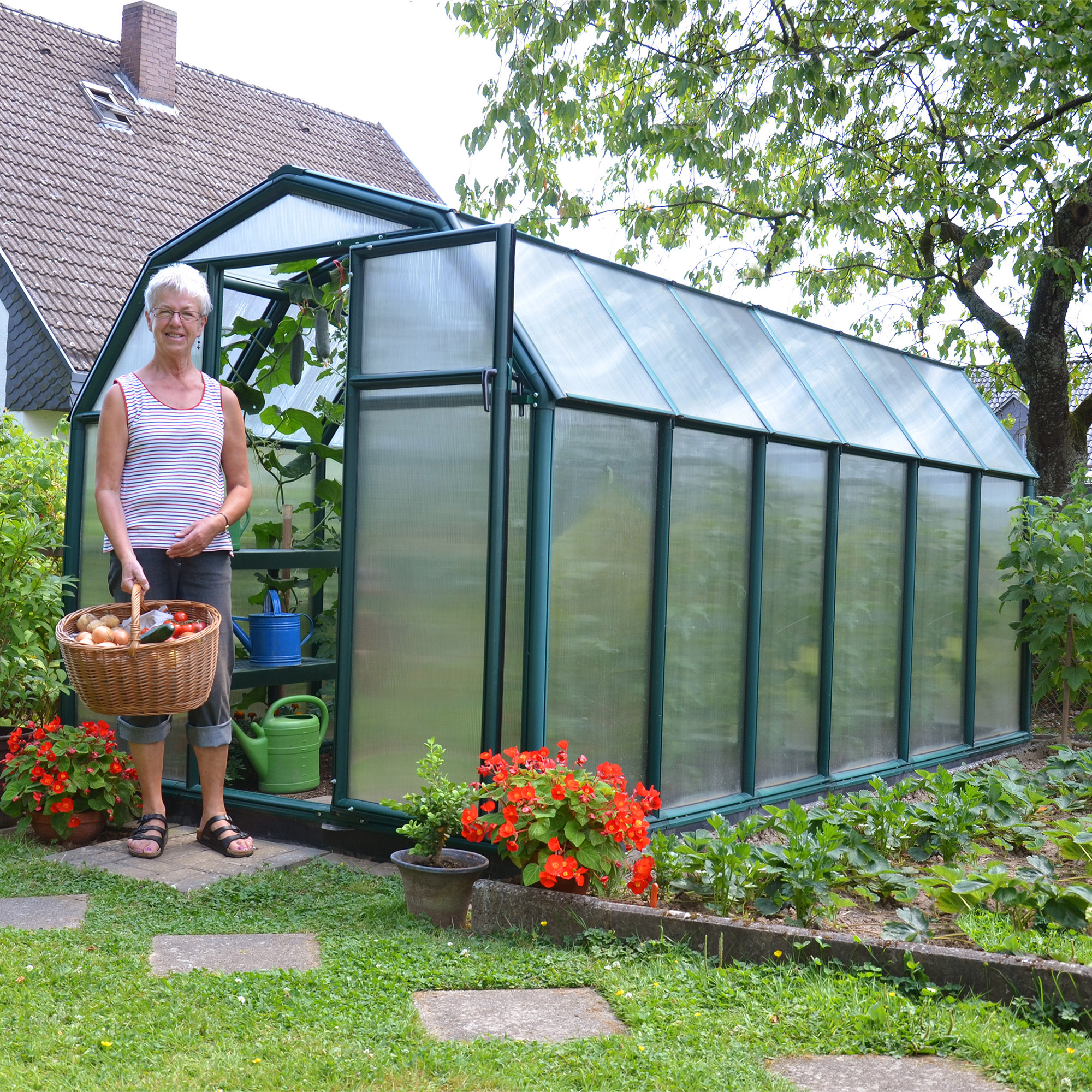 Product photograph of 6 X12 Palram Canopia Rion Ecogrow Large Green Polycarbonate Greenhouse 1 8x3 6m from Buy Sheds Direct