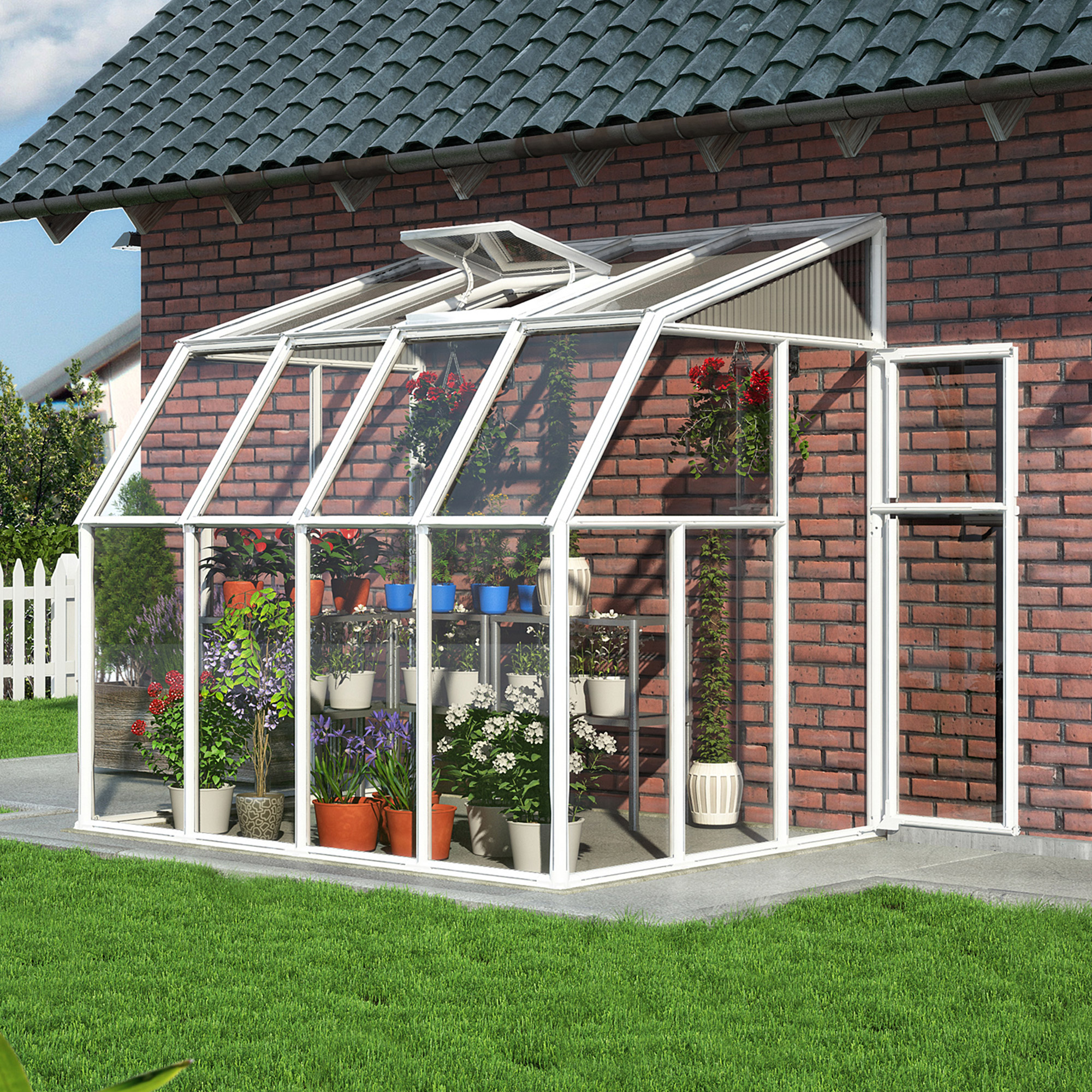 Product photograph of 6 X8 Palram Canopia Rion White Lean To Greenhouse 1 8x2 4m from Buy Sheds Direct