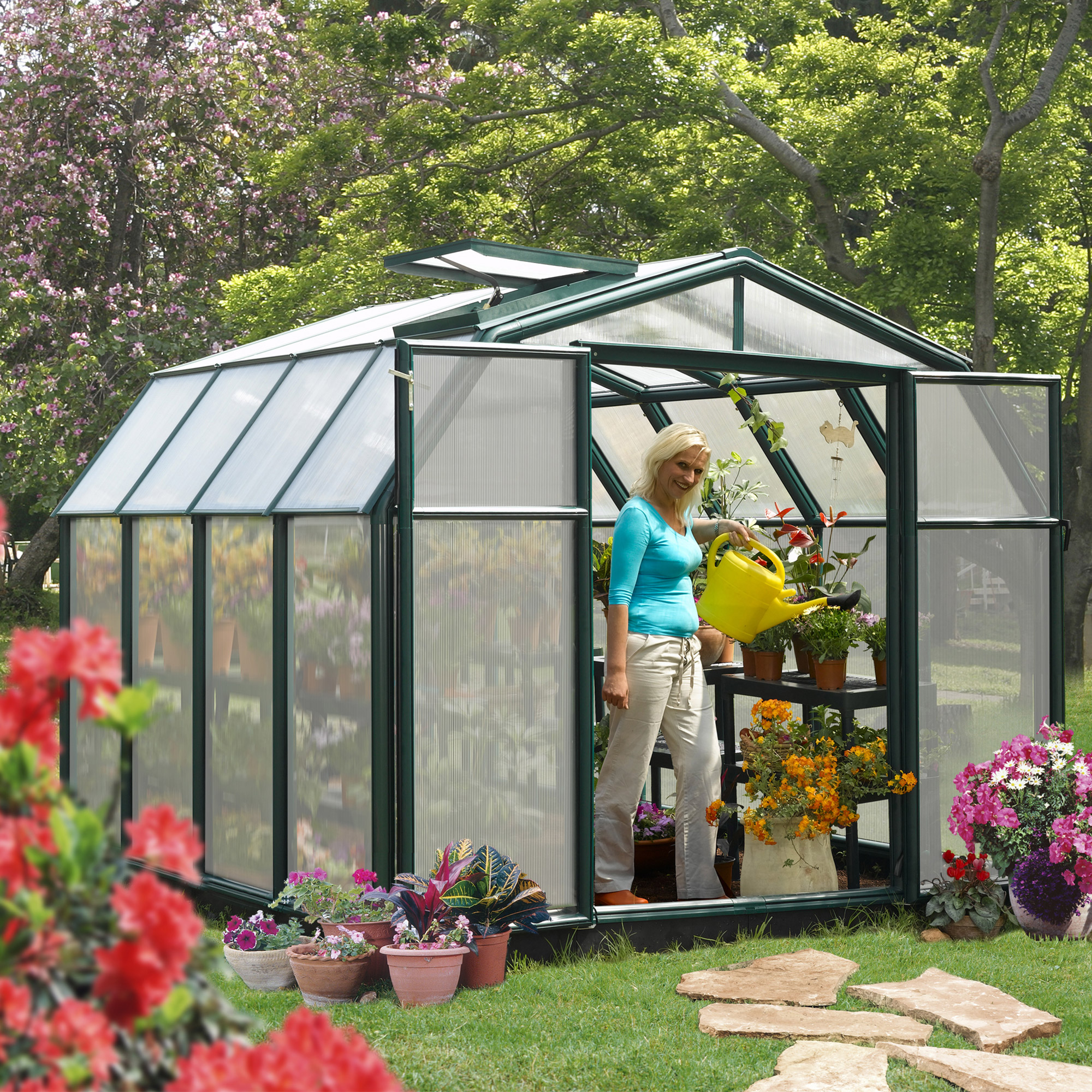 Product photograph of 8 X8 Palram Canopia Rion Hobby Gardener Walk In Green Greenhouse 2 4x2 4m from Buy Sheds Direct