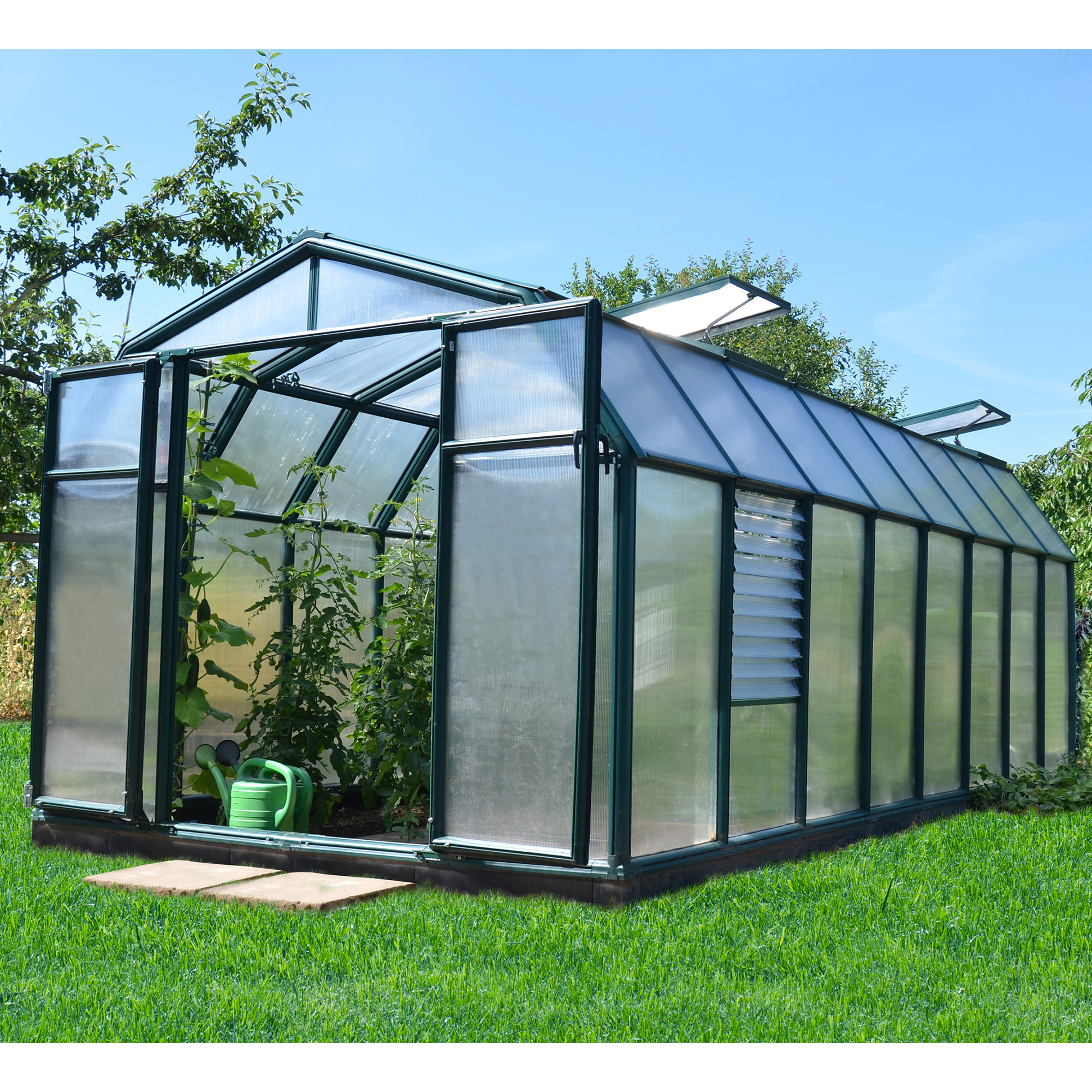 Product photograph of Palram Canopia Rion Hobby Gardner 8x16 Green Greenhouse from Buy Sheds Direct