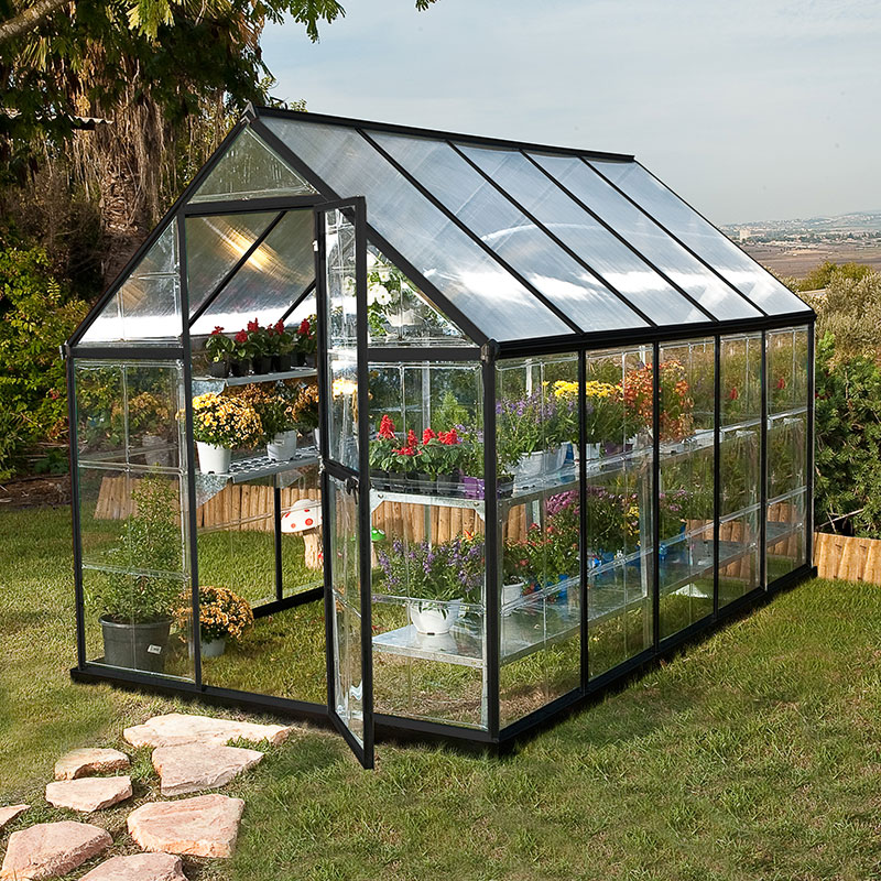 Product photograph of 6 X 10 Palram Canopia Hybrid Grey Greenhouse 1 85m X 3 06m from Buy Sheds Direct