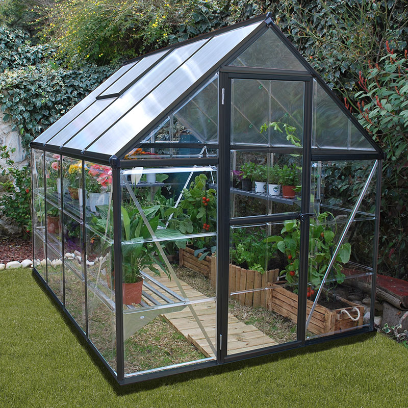Product photograph of 6 X 8 Palram Canopia Hybrid Grey Greenhouse 1 85m X 2 41m from Buy Sheds Direct