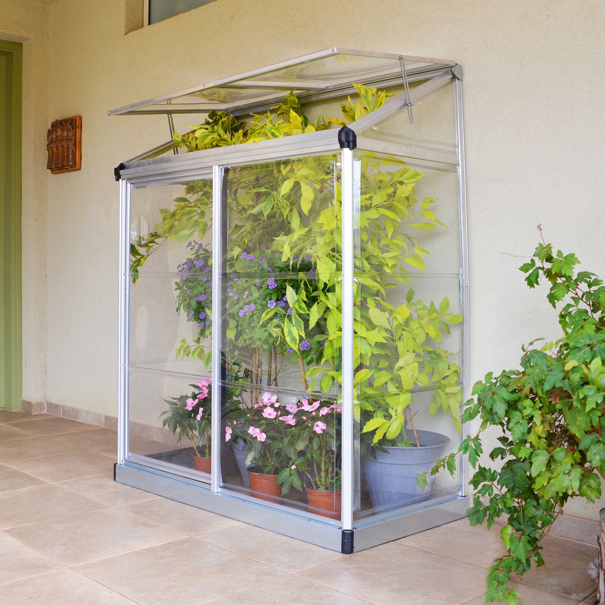 Product photograph of 4 X2 Palram Canopia Lean To Small Wall Mini Greenhouse 1 2x0 6m from Buy Sheds Direct