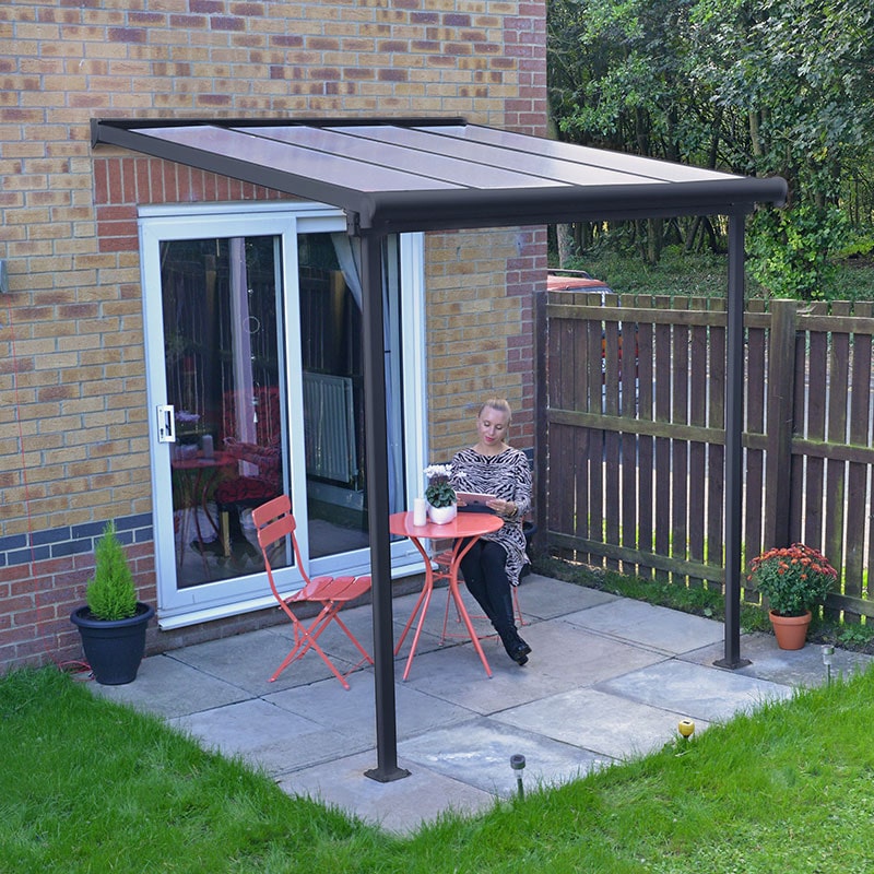 7' x 7' Palram Canopia Sierra Grey Clear Patio Cover (2.28m x 2.25m) from Buy Sheds Direct