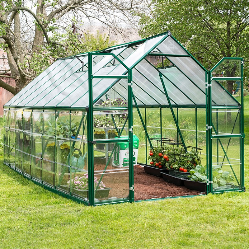 Product photograph of 8 X 16 Palram Canopia Balance Green Greenhouse 4 87m X 2 44m from Buy Sheds Direct