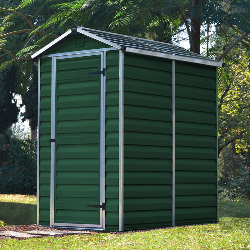 Product photograph of 4 X 6 Palram Canopia Dark Green Skylight Plastic Shed 1 21m X 1 77m from Buy Sheds Direct