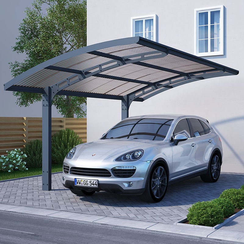 Product photograph of 16x10 Palram Canopia Arizona Wave 5000 Grey Metal Carport from Buy Sheds Direct