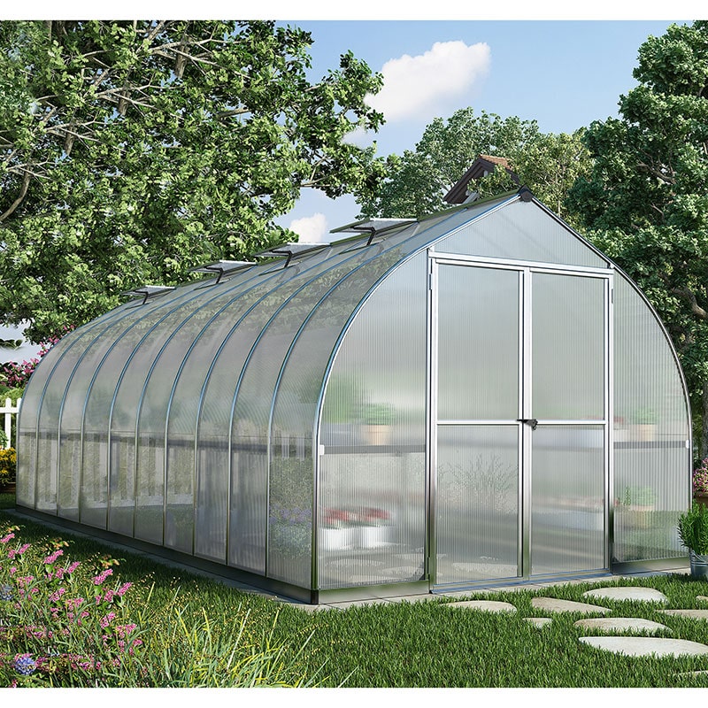 Product photograph of 8 X20 Palram Canopia Bella Large Walk In Silver Aluminium Framed Greenhouse 2 4x6m from Buy Sheds Direct