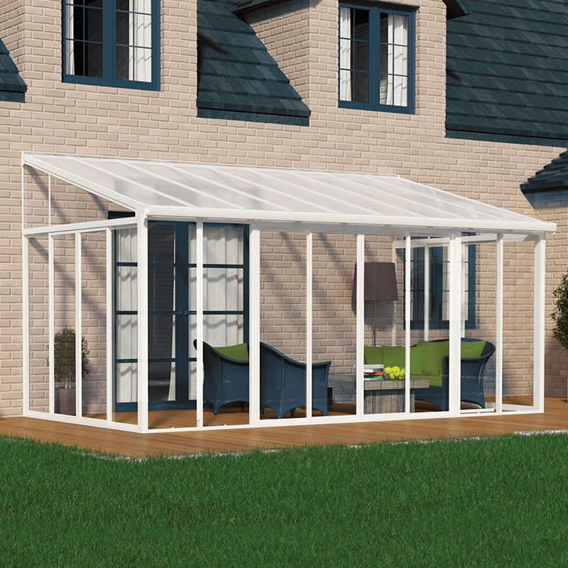 Product photograph of 10x18 Palram Canopia Sanremo White Lean-to Conservatory from Buy Sheds Direct