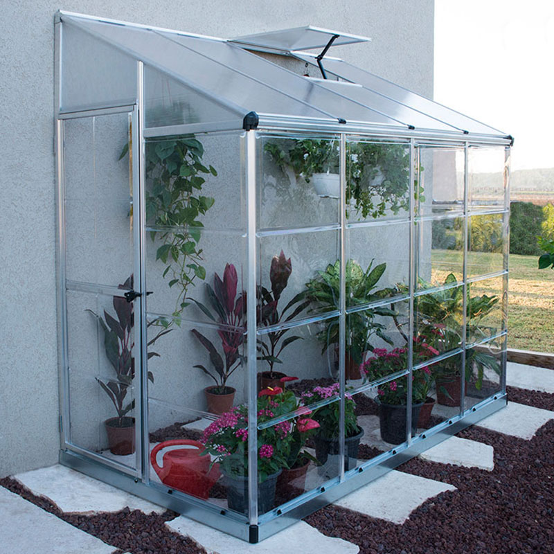 Product photograph of 8 X4 Palram Canopia Hybrid Silver Lean To Wall Walk In Greenhouse 2 4x1 22m from Buy Sheds Direct
