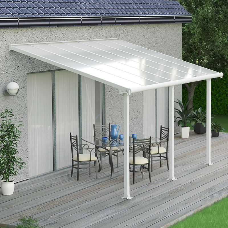 Product photograph of 10x14 Palram Canopia Olympia White Patio Cover With Clear Panels from Buy Sheds Direct