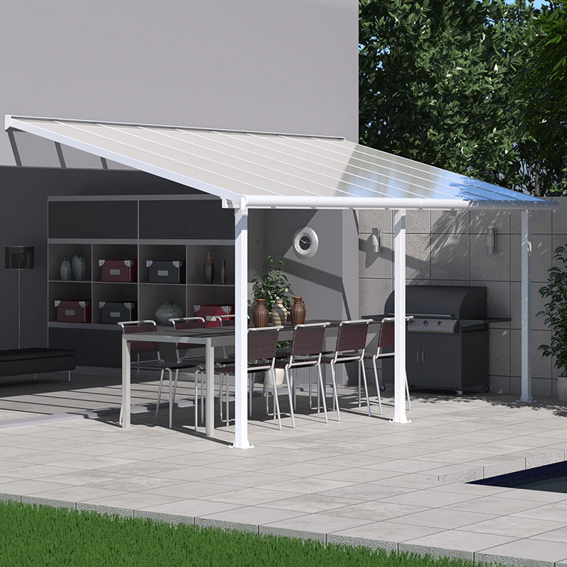 Product photograph of 10x18 Palram Canopia Olympia White Patio Cover With Clear Panels from Buy Sheds Direct