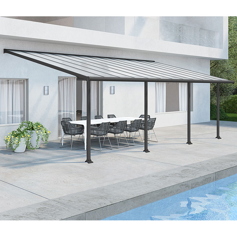 Product photograph of 10 X 24 Palram Canopia Olympia Grey Patio Cover With Clear Panels 2 95m X 7 39m from Buy Sheds Direct