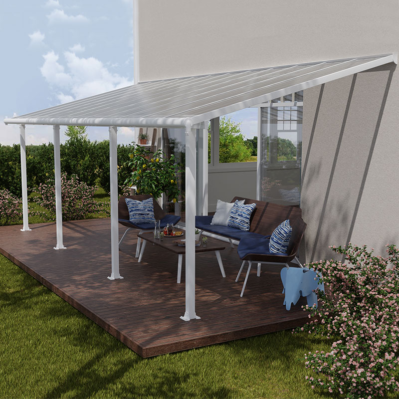 Product photograph of 10 X 24 Palram Canopia Olympia White Patio Cover With Clear Panels 2 95m X 7 39m from Buy Sheds Direct