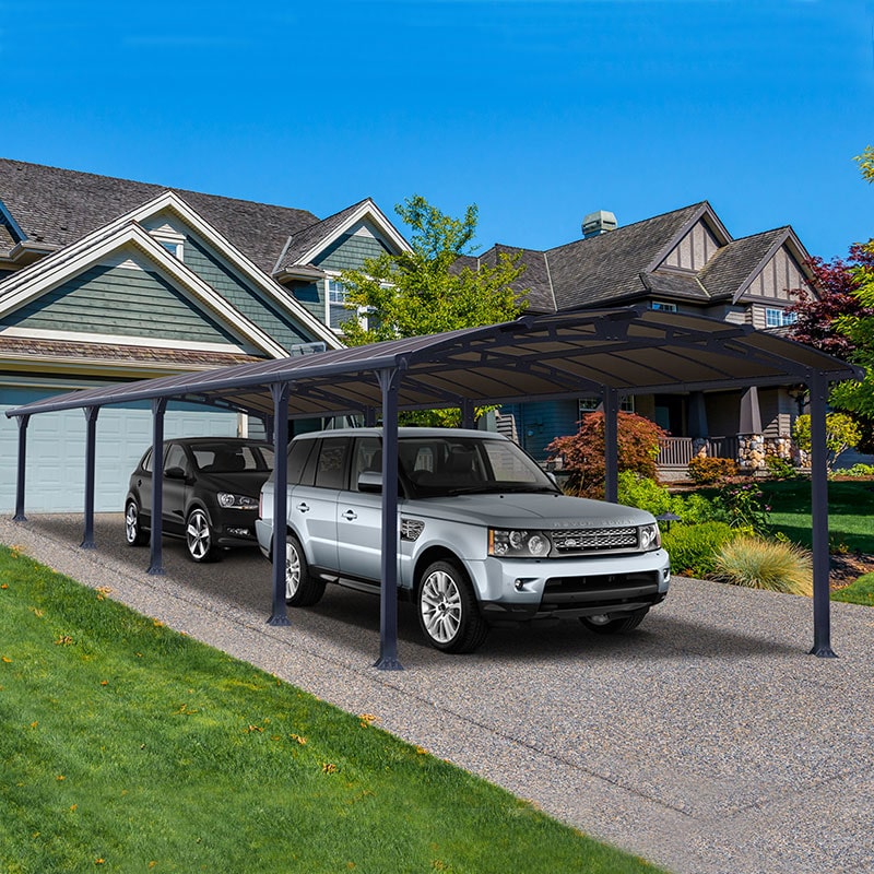 Product photograph of 12 X 35 Palram Canopia Arcadia 10600 Grey Metal Carport 3 59m X 10 72m from Buy Sheds Direct