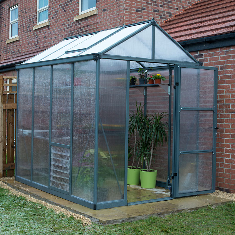 Product photograph of 6 X8 Palram Canopia Glory Grey Walk In Polycarbonate Greenhouse 1 8x2 4m from Buy Sheds Direct