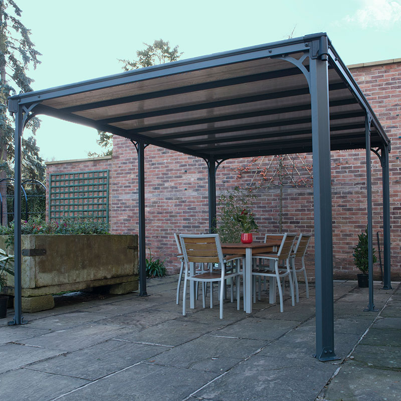 Product photograph of 14x10 Palram Canopia Milano 4300 Grey Garden Gazebo from Buy Sheds Direct
