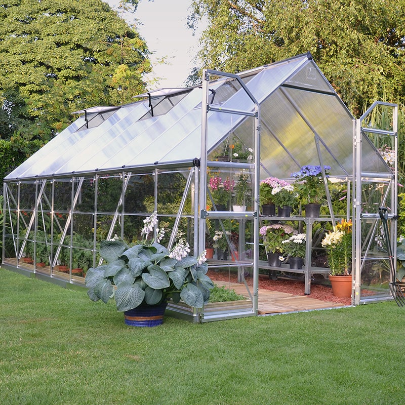 Product photograph of 8 X 16 Palram Canopia Balance Silver Greenhouse 4 87m X 2 44m from Buy Sheds Direct