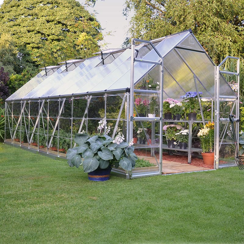 Product photograph of 8 X 20 Palram Canopia Balance Silver Greenhouse 6 07m X 2 44m from Buy Sheds Direct