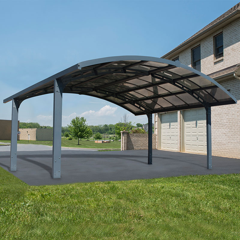 Product photograph of 16 X 19 Palram Canopia Arizona Breeze Grey Metal Double Carport 4 95m X 5 78m from Buy Sheds Direct