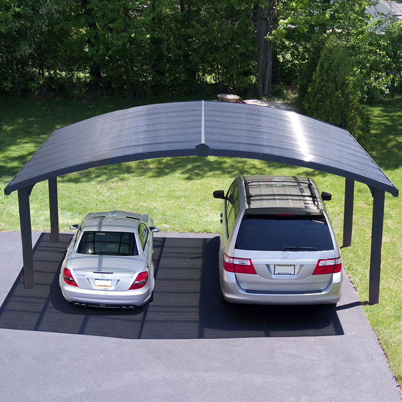 Product photograph of 16 X 19 Palram Canopia Arizona Wave Grey Metal Double Carport 4 95m X 5 78m from Buy Sheds Direct