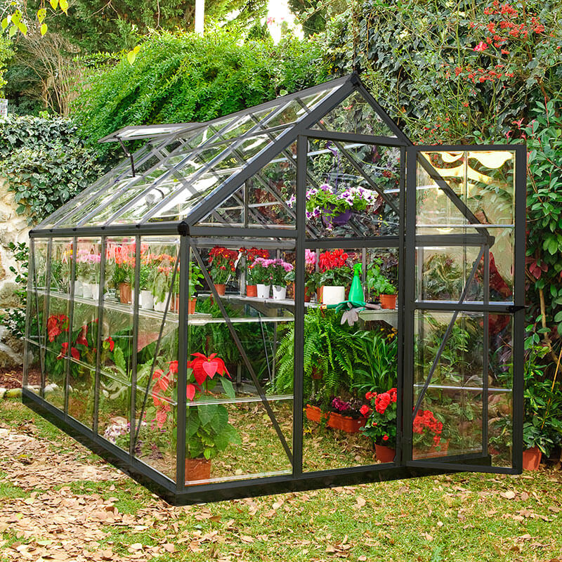 Product photograph of 6 X 10 Palram Canopia Harmony Grey Greenhouse 1 85m X 3 06m from Buy Sheds Direct