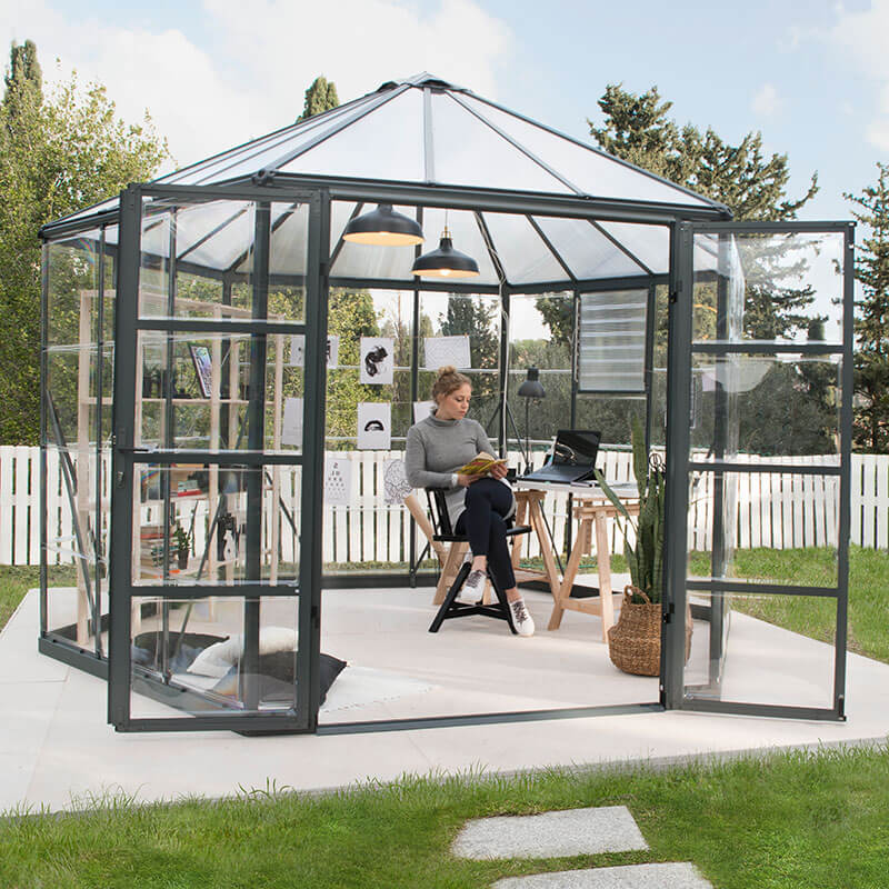 Product photograph of 12 X 10 Palram Canopia Oasis Hexagonal Greenhouse 3 63m X 3 16m from Buy Sheds Direct