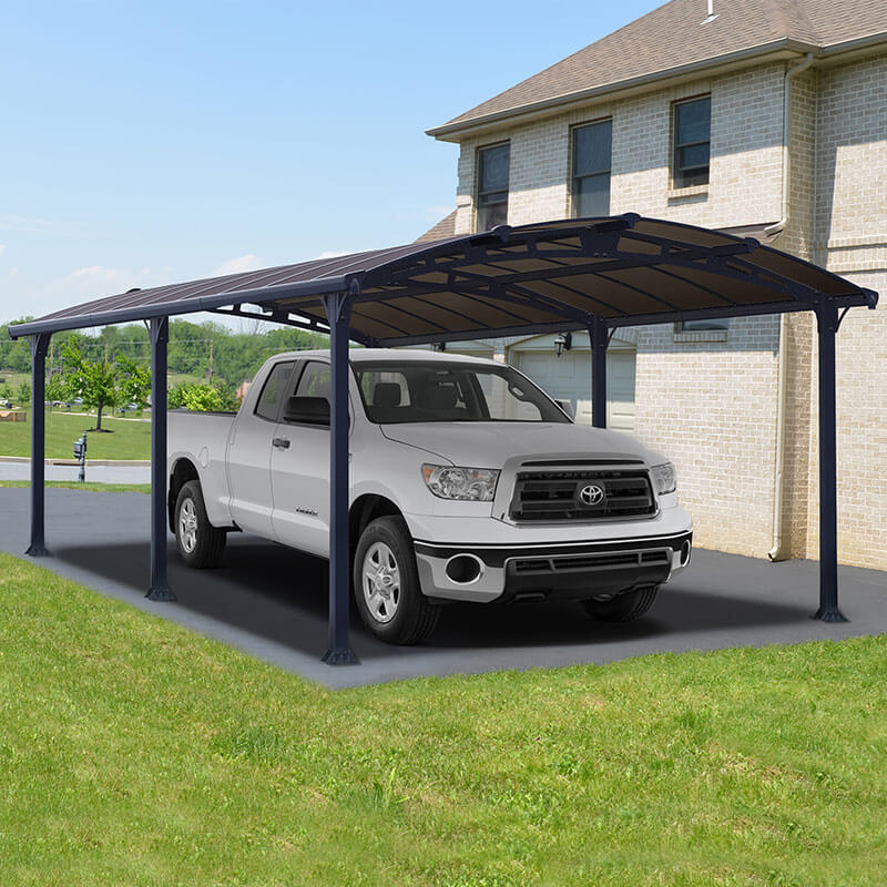 Product photograph of 12 X 21 Palram Canopia Arcadia 6400 Grey Metal Carport 3 59m X 6 44m from Buy Sheds Direct