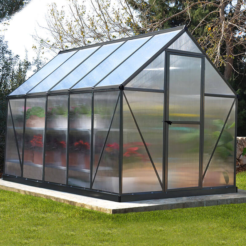 Product photograph of 6 X 10 Palram Canopia Mythos Grey Greenhouse 1 85m X 3 06m from Buy Sheds Direct
