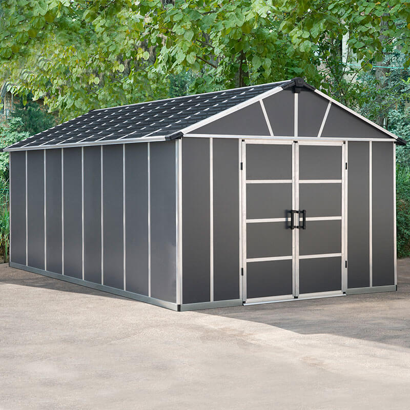 Product photograph of 11 X 17 2 Palram Canopia Yukon Dark Grey Plastic Shed 3 32m X 5 19m from Buy Sheds Direct