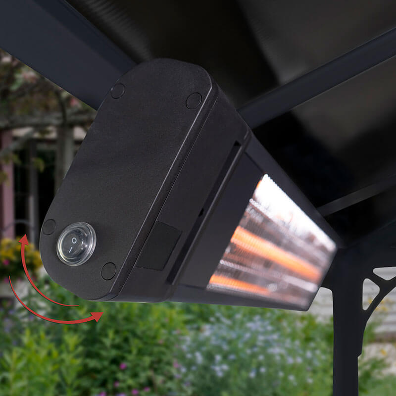 Product photograph of Palram Canopia 1800w Carbon Fiber Mountable Outdoor Infrared Heater from Buy Sheds Direct
