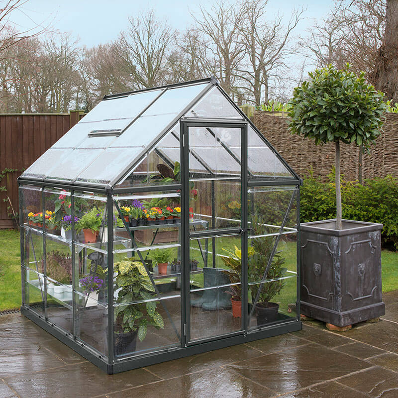 Product photograph of 6 X 6 Palram Canopia Harmony Grey Greenhouse 1 85m X 1 86m from Buy Sheds Direct