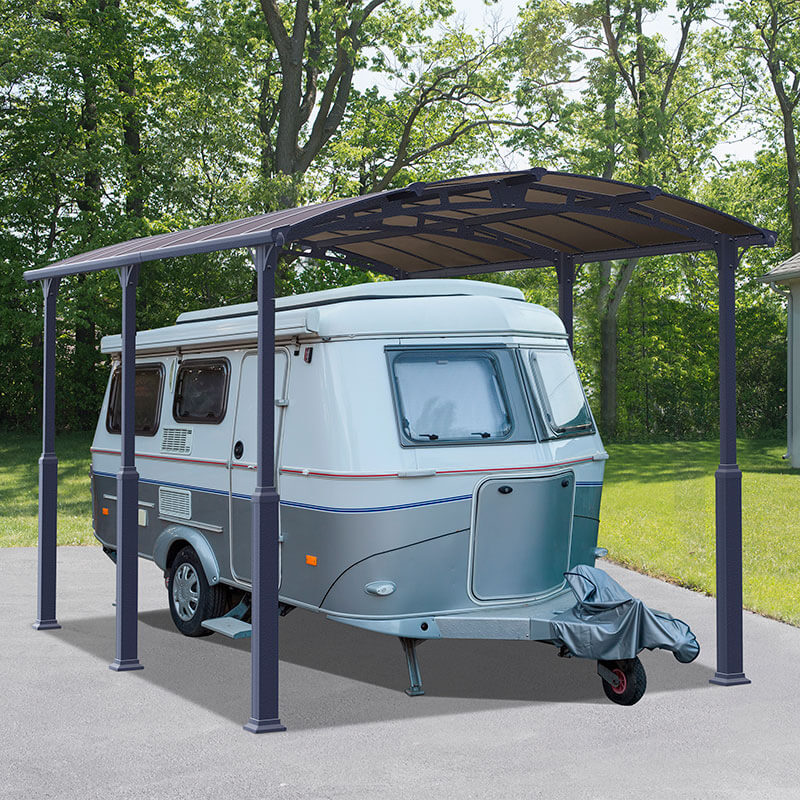 Product photograph of 12 X 16 Palram Canopia Arcadia Alpine 5000 Grey Metal Carport 3 59m X 5 02m from Buy Sheds Direct